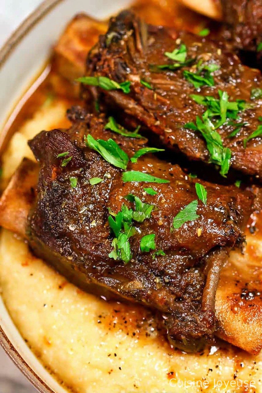Slow Cooker Beef Short Ribs with Polenta