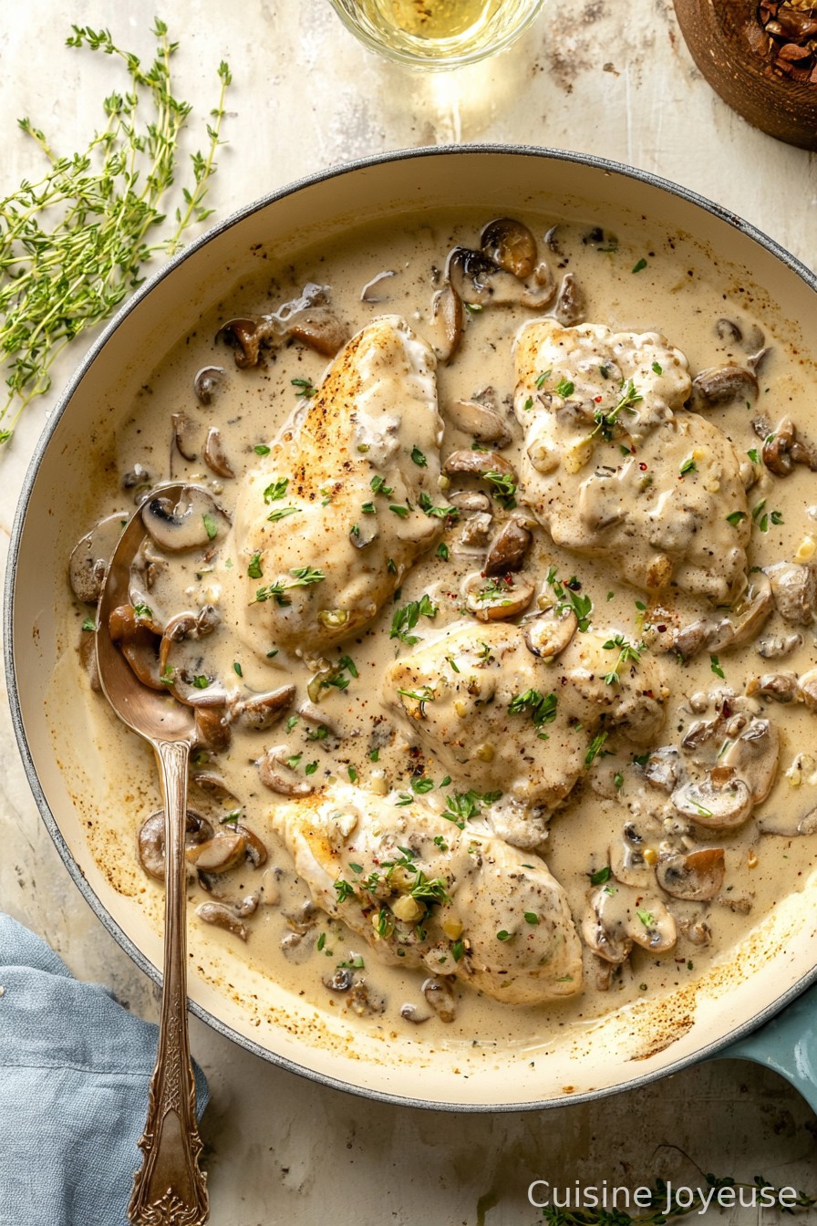 30 Minute Skillet Chicken with Parmesan Mushroom Gravy