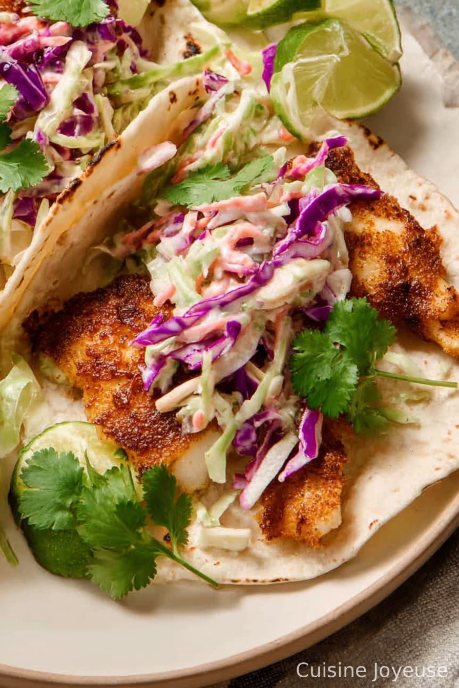 Air Fryer Fish Tacos with Cilantro Lime Slaw
