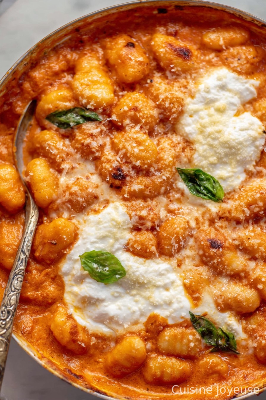 Baked Vodka Sauce Gnocchi with Burrata