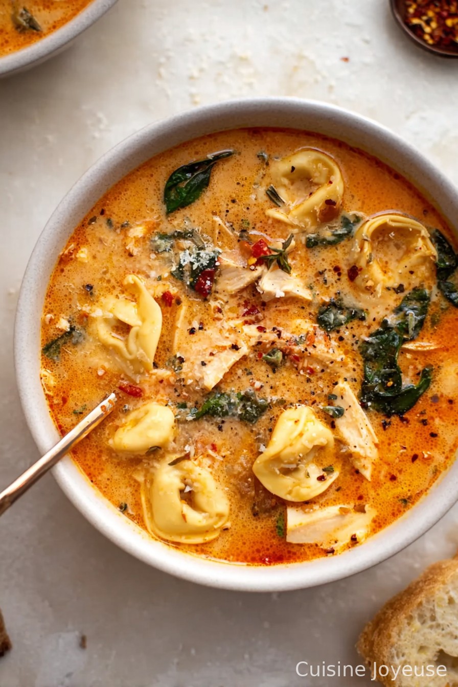 Fire Roasted Chicken Tortellini Soup