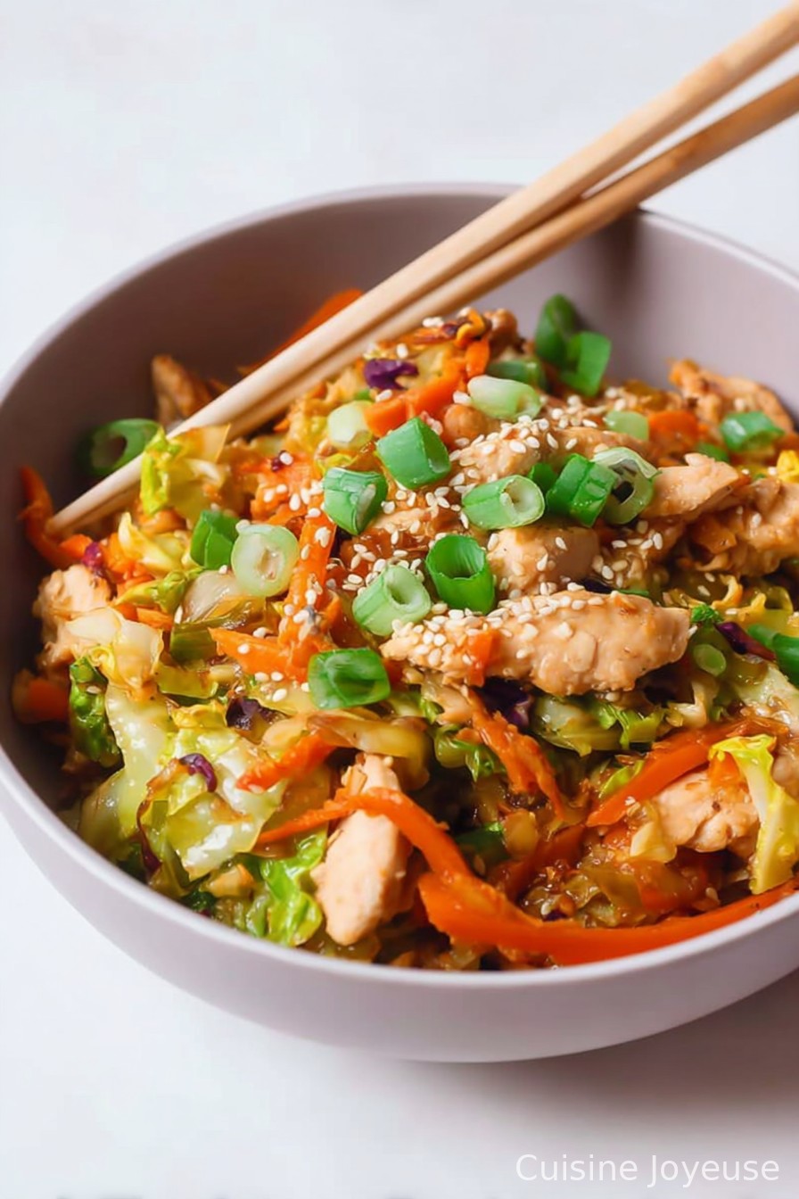 Healthy Egg Roll In A Bowl With Chicken