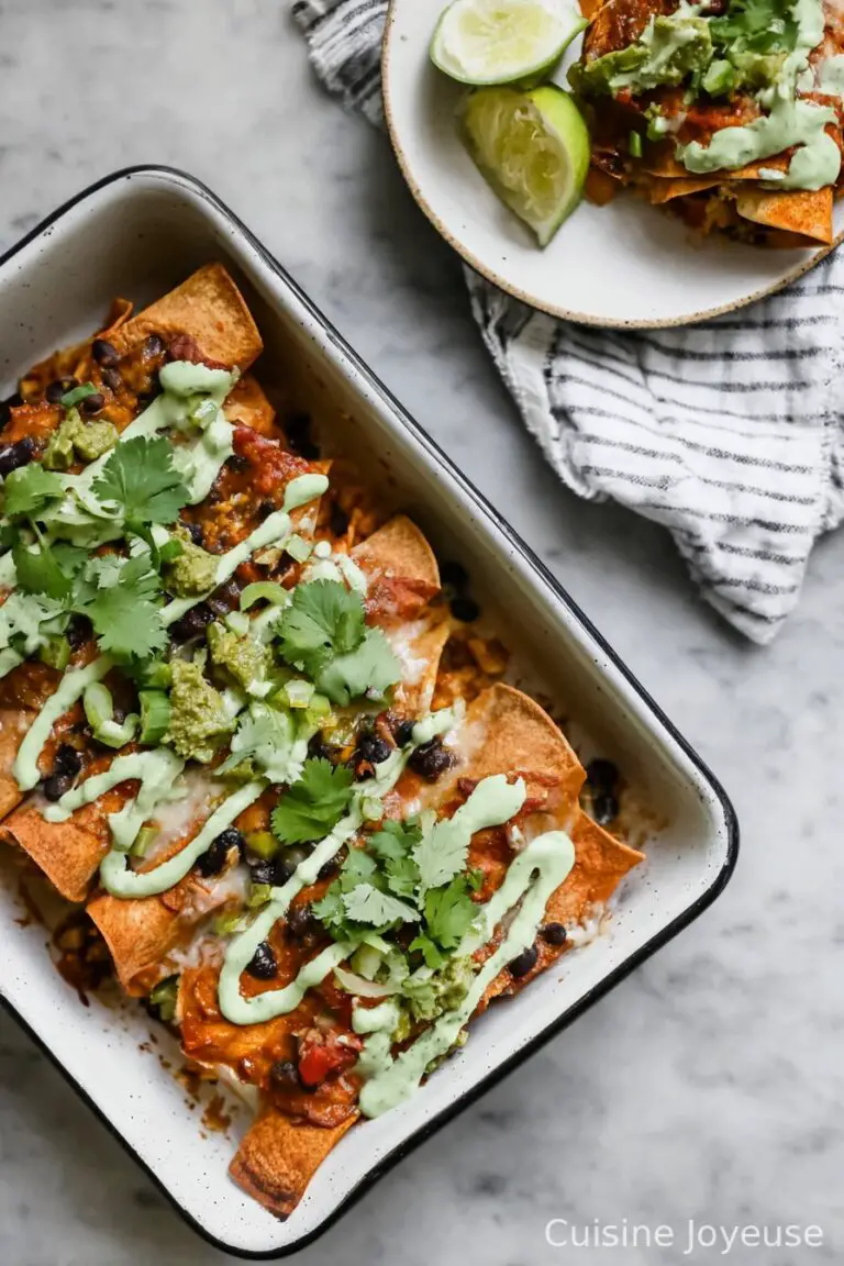 Vegan Butternut Squash Black Bean Enchiladas with Jalapeño Cashew Crema
