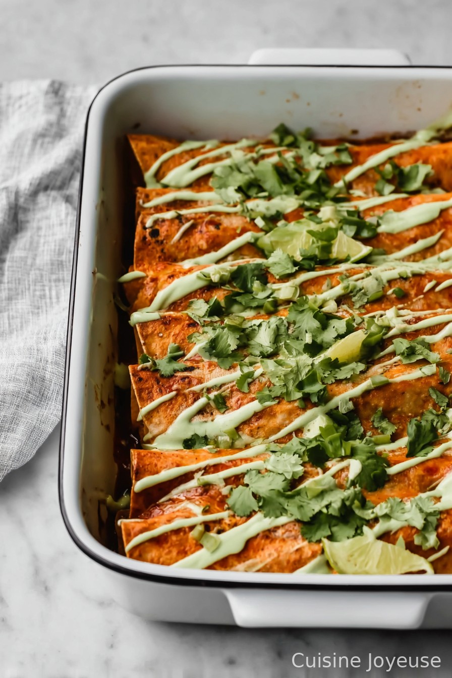 Vegan Butternut Squash Black Bean Enchiladas with Jalapeño Cashew Crema