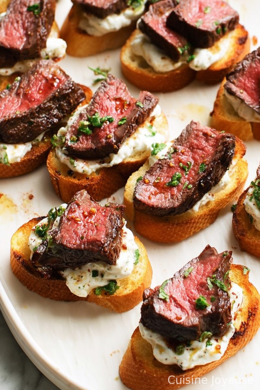 Burrata and Steak Crostini