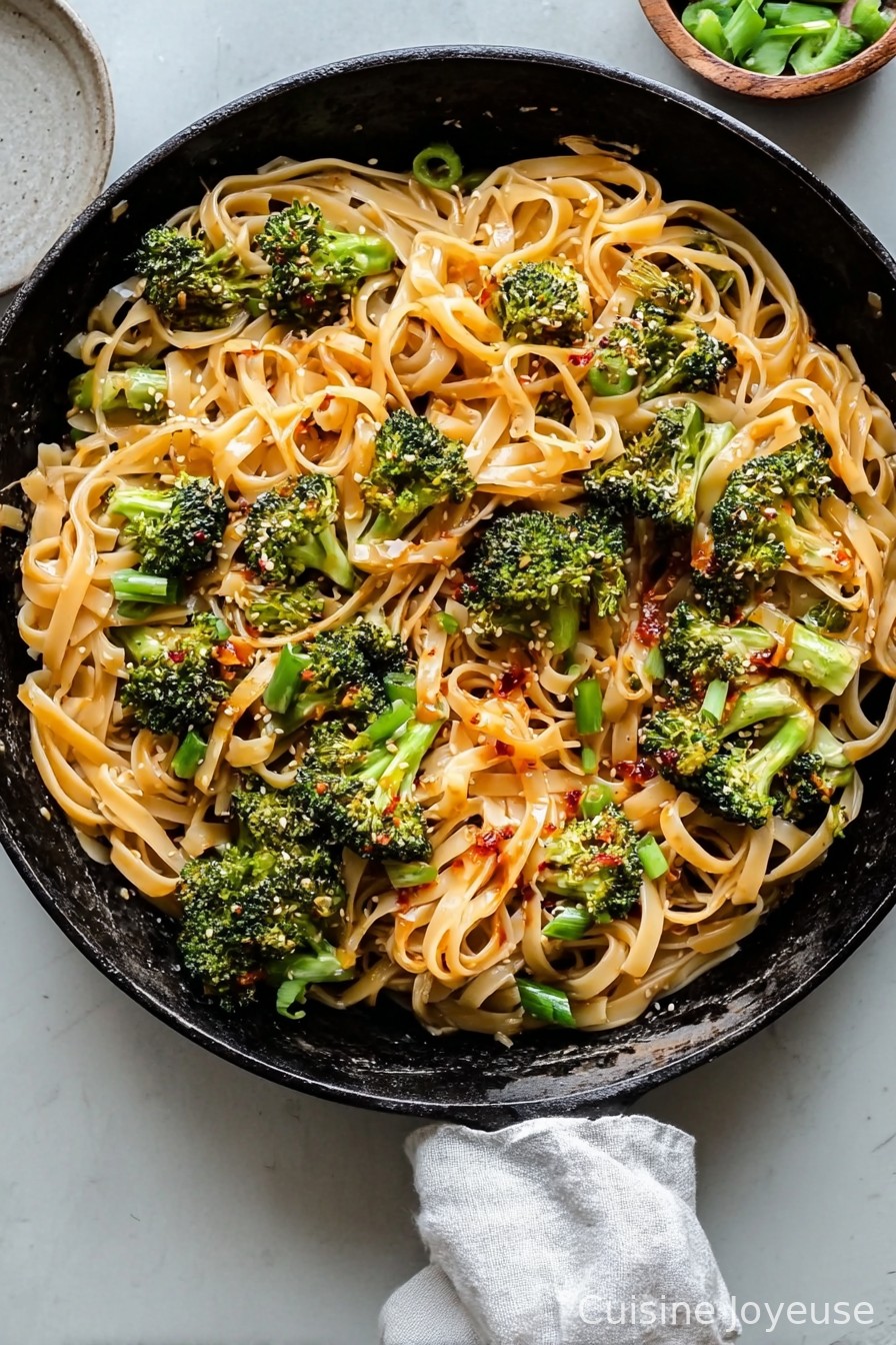 Crispy Broccoli Sweet and Spicy Sesame Tahini Noodles