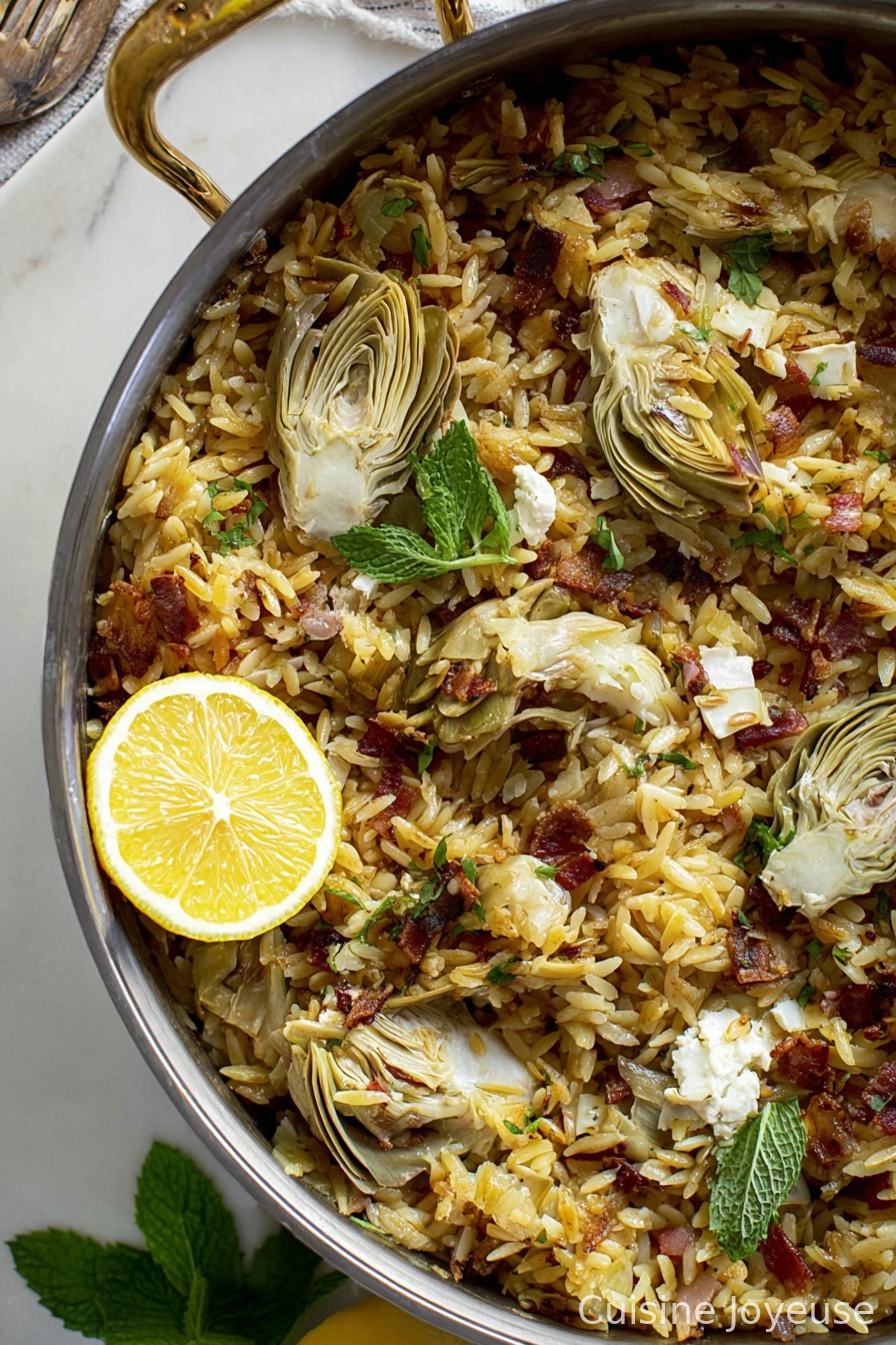 Crispy Orzo with Artichokes and Lemon