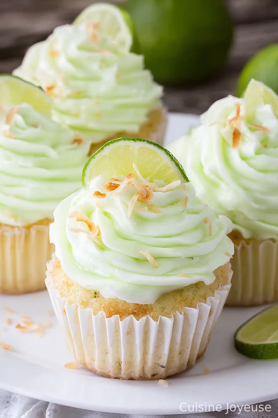 Coconut Cupcakes with Lime Buttercream Frosting
