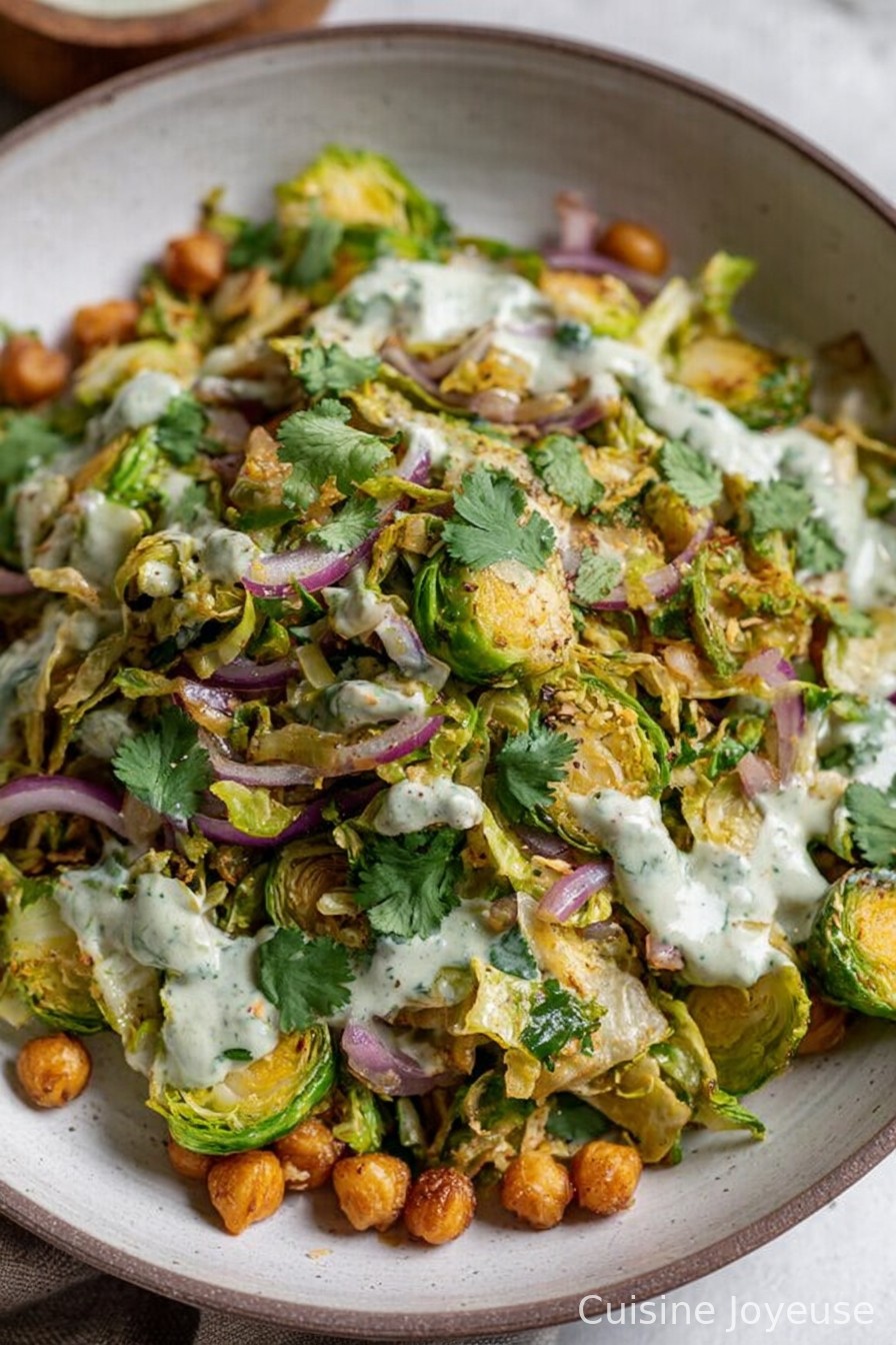 Crispy Shaved Brussels Sprout Salad with Cilantro Lime Dressing