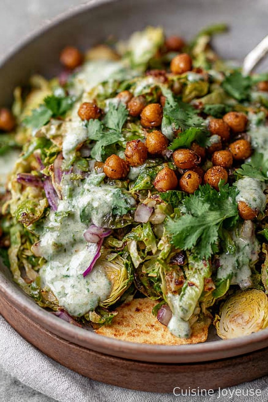 Crispy Shaved Brussels Sprout Salad with Cilantro Lime Dressing