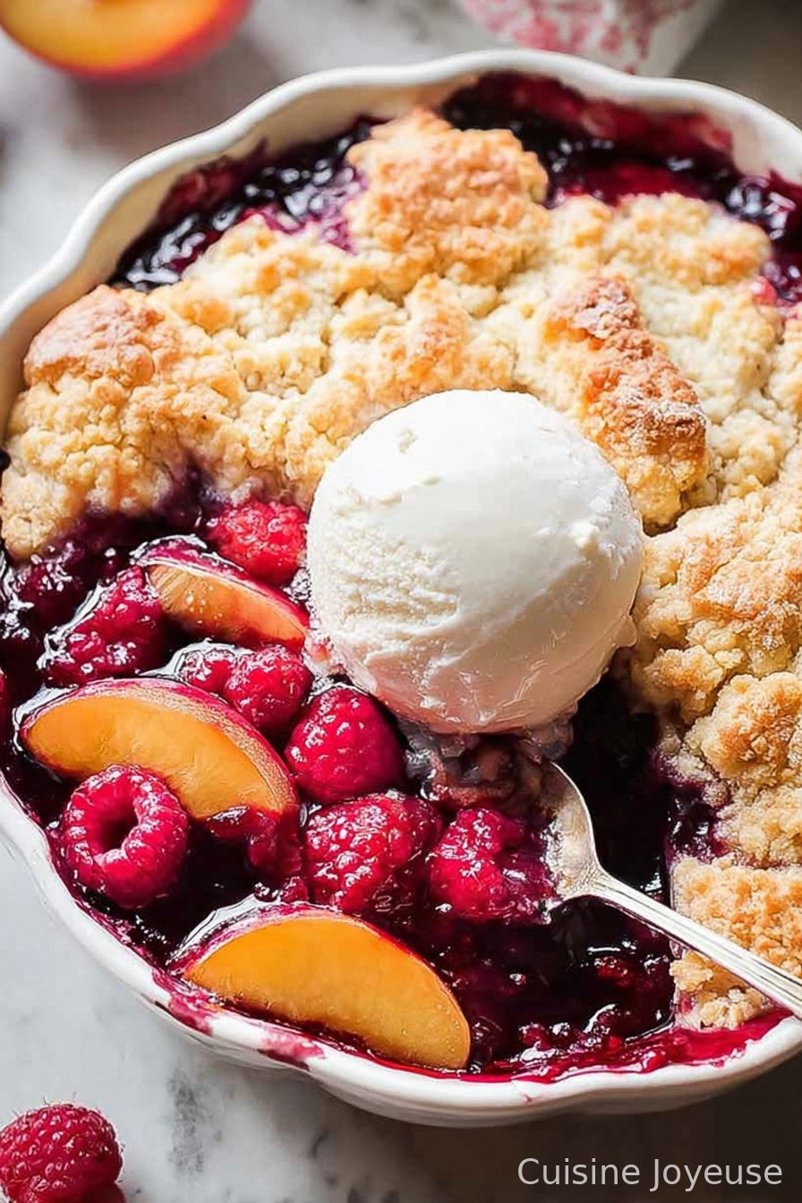 Easy Peach and Raspberry Cobbler
