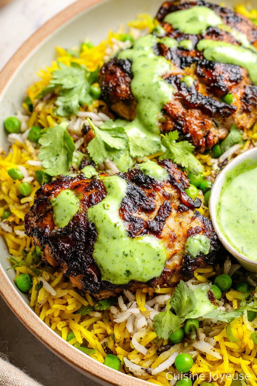 Peruvian Chicken & Rice with Green Sauce