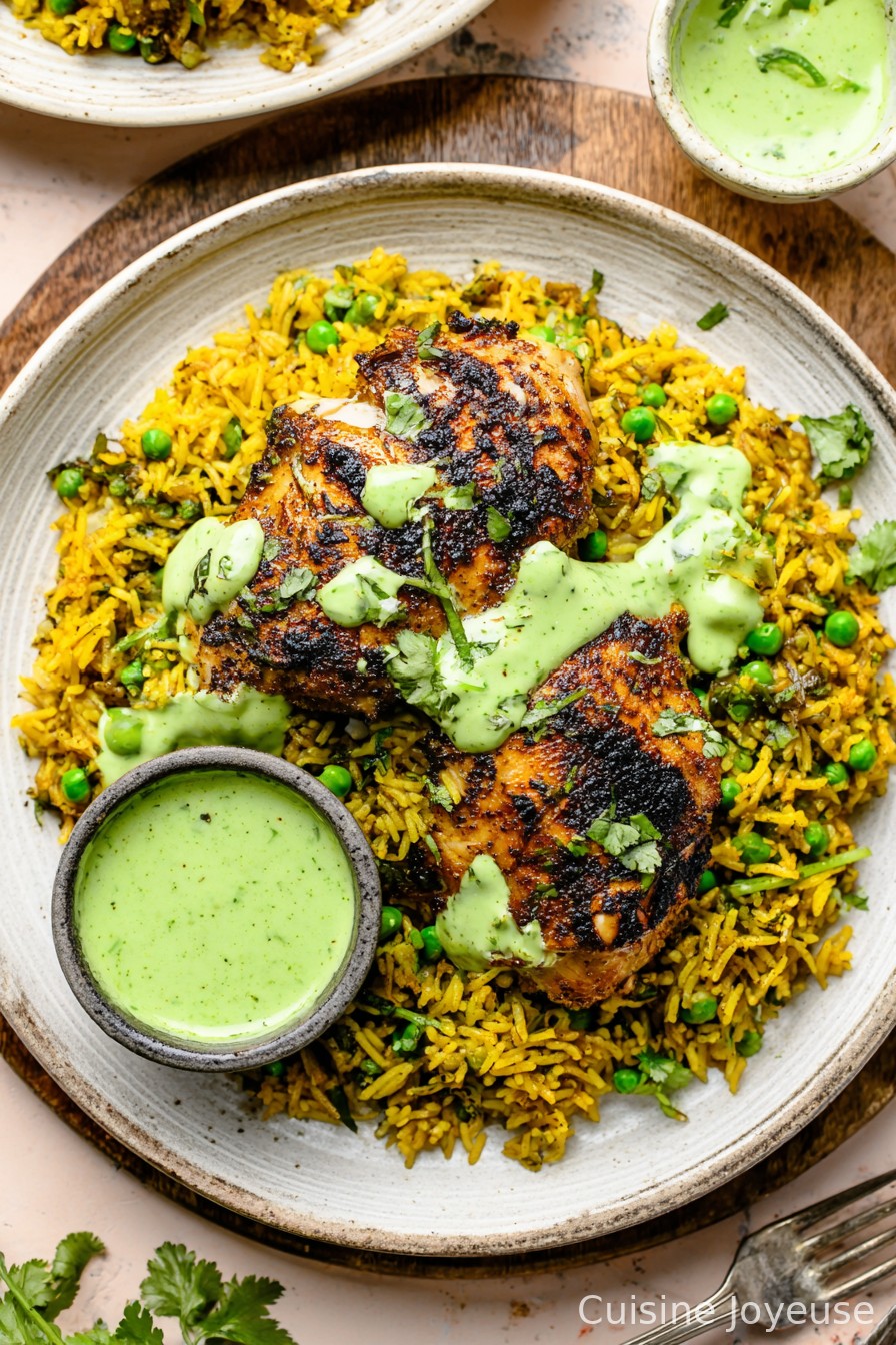 Peruvian Chicken & Rice with Green Sauce